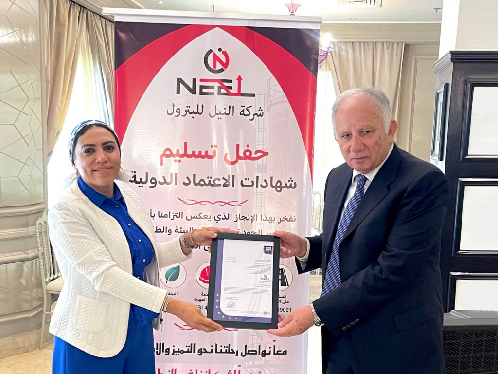 النيل للبترول تحصل على شهادة الأيزو 39001 لنظام إدارة السلامة المرورية