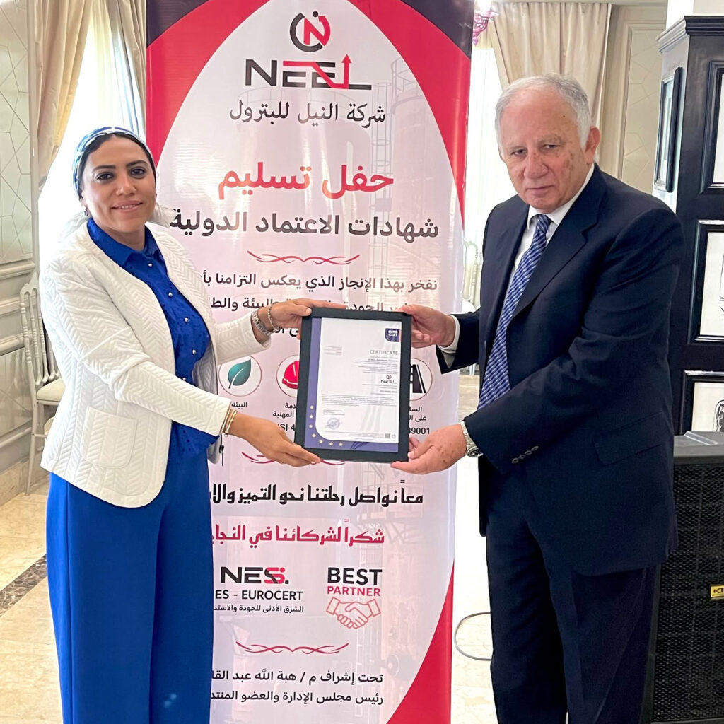 النيل للبترول تحصل على شهادة الأيزو 39001 لنظام إدارة السلامة المرورية